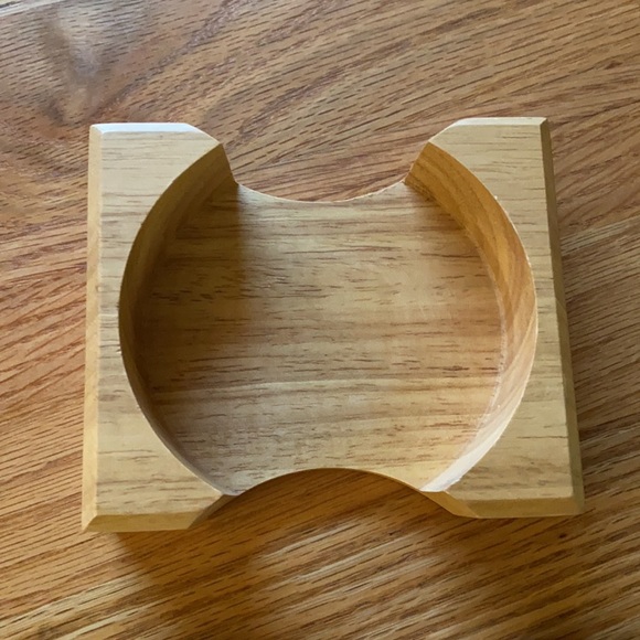 Corelle (Abundance) coasters in wood holder w/Gemco matching glass sugar bowl - Picture 5 of 16